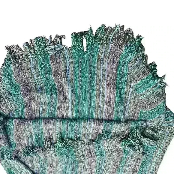 Vintage handmade Blind Bay boho thick embroidered colorful striped Shawl fringe - Picture 5 of 5